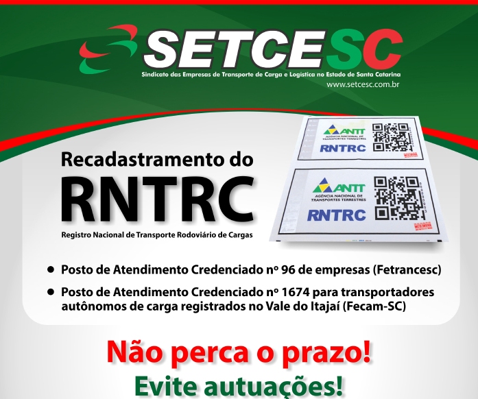 Transportadoras a autônomos têm até dia 31 para recadastramento do RNTRC