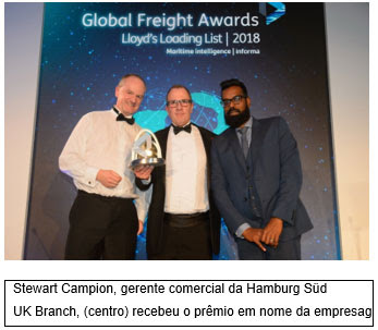 Hamburg Süd recebe o prêmio Global Freight 2018 na categoria Meio Ambiente