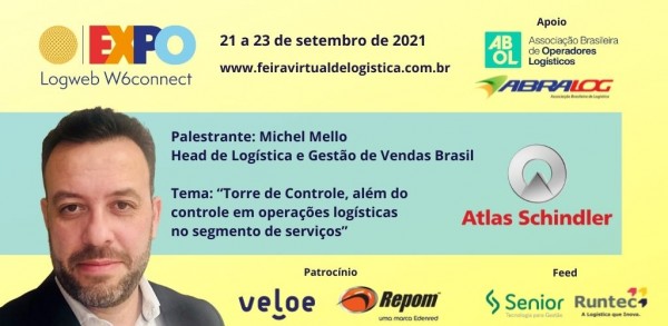 Michel Mello fala sobre o uso da torre de controle na Atlas Schindler em palestra na Expo Logweb W6connect