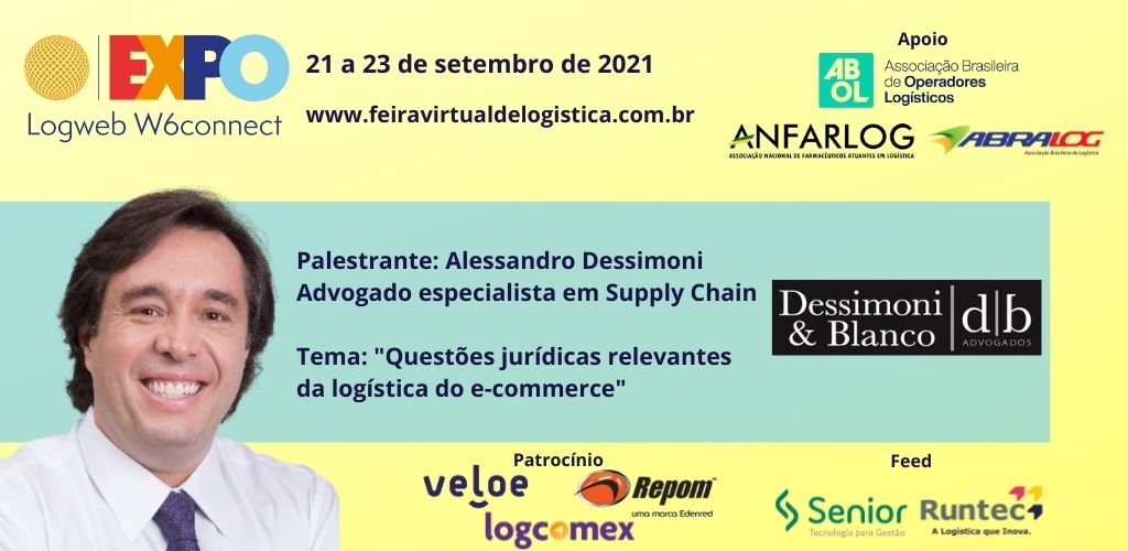 O advogado Alessandro Dessimoni falará sobre questões jurídicas na logística do e-commerce na Expo Logweb W6connect