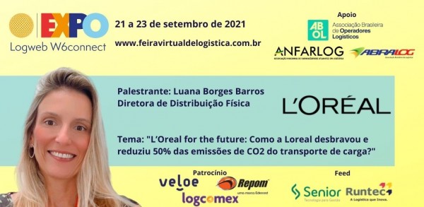 Luana Barros conta como a L’Oréal reduziu as emissões de CO2 no transporte de carga em palestra na Expo Logweb W6connect