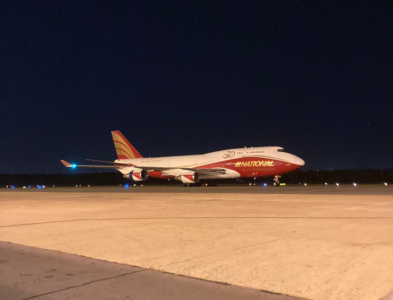 Em operação inédita, pousa no Aeroporto de São Luís gigante cargueiro com peças de foguete