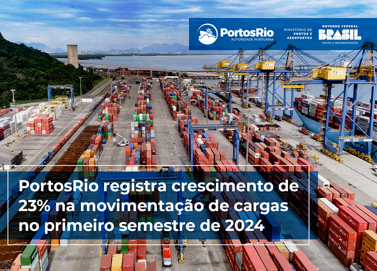 PortosRio registra crescimento de 23% na movimentação de cargas no primeiro semestre de 2024